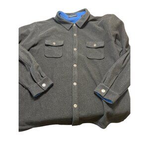 Tommy Bahama Black Button Up Shirt Jacket Shaket Blue Fleece Lining Snaps Sz 3X